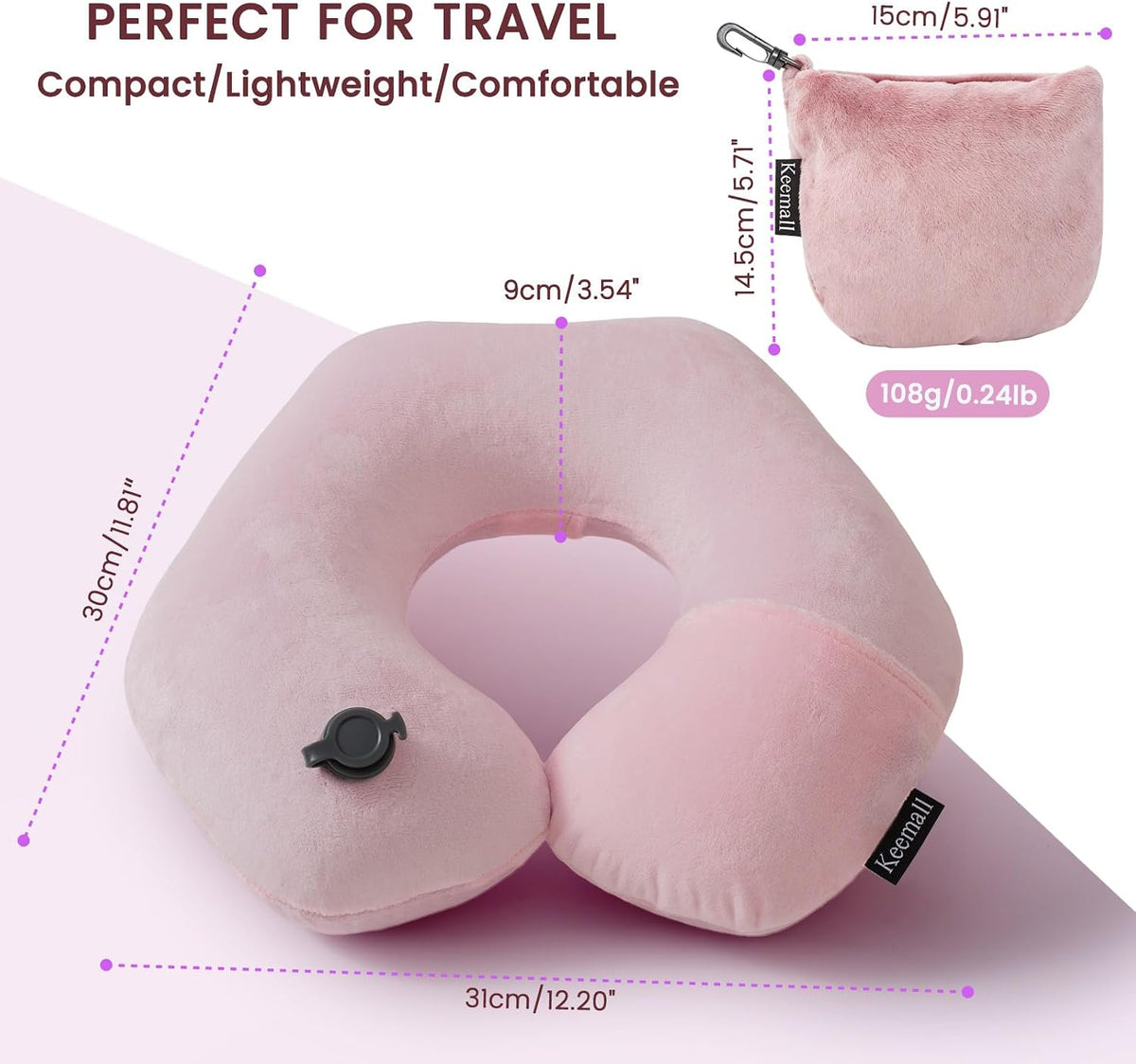 Portable Inflatable Travel Neck Pillow for Airplane, Car & Office