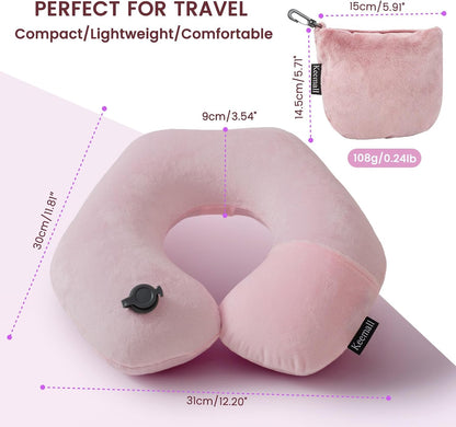 Portable Inflatable Travel Neck Pillow for Airplane, Car & Office