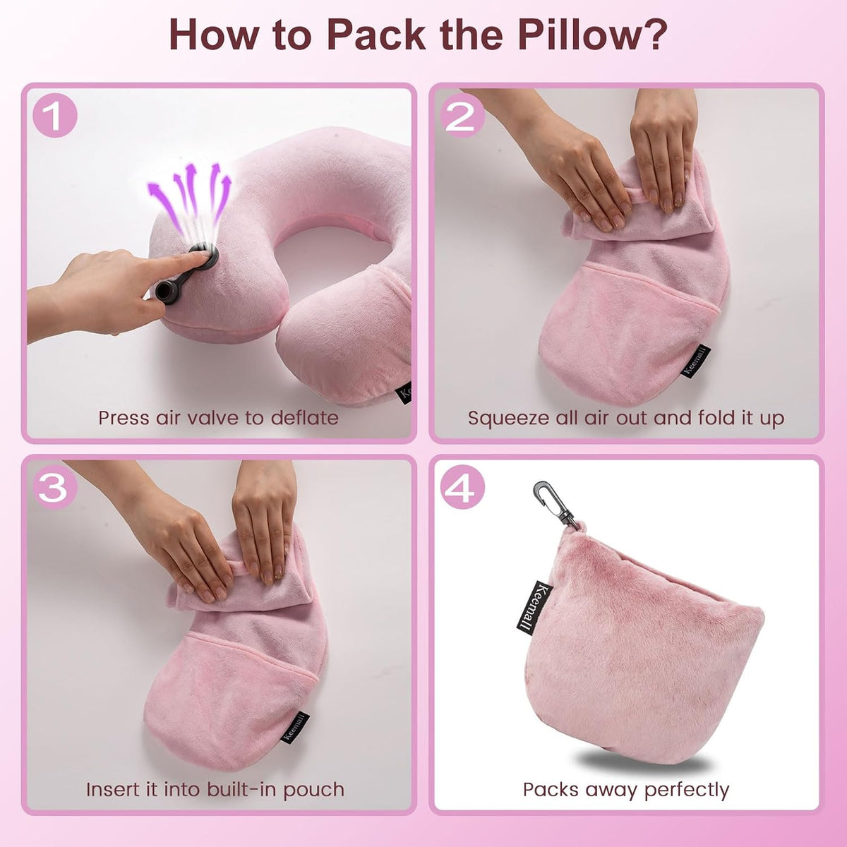 Portable Inflatable Travel Neck Pillow for Airplane, Car & Office