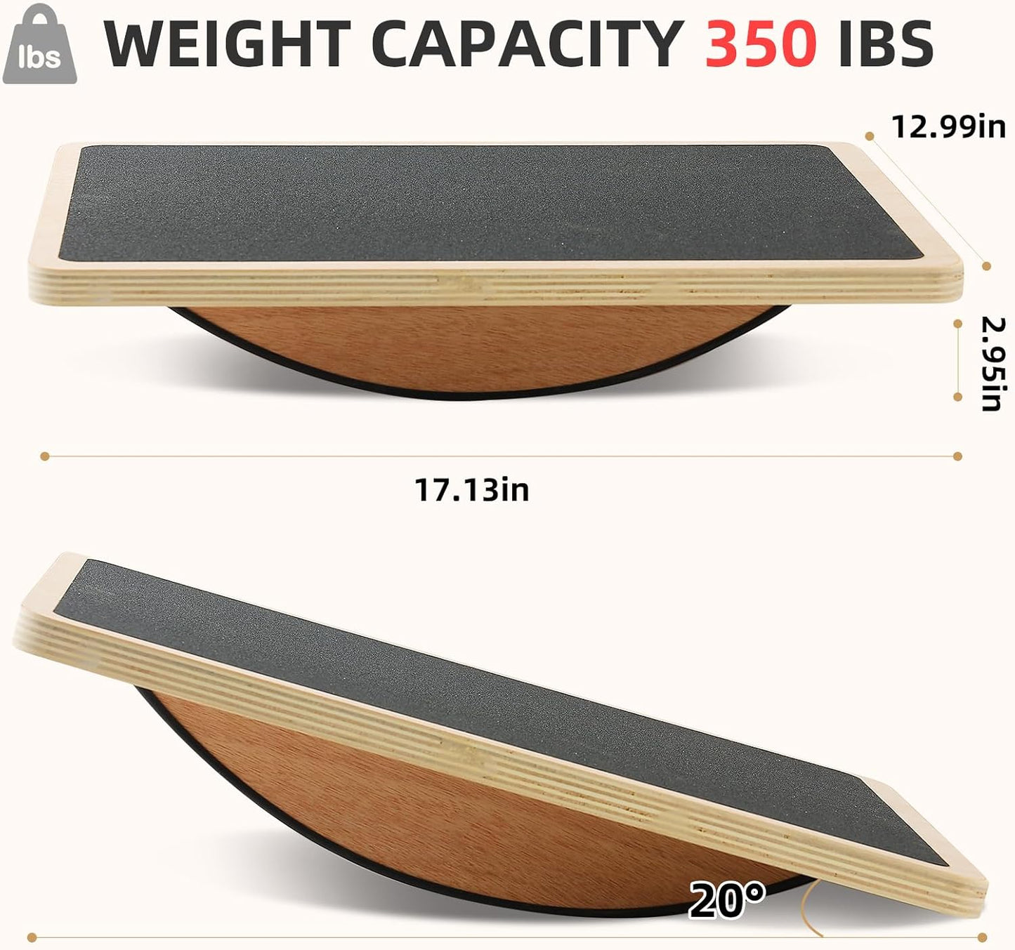 Balance Board Wobble Board for Adults and Kids - Anti-Slip 350LBS Balance Board for Physical Therapy,Balance Training,Posture Correction,Standing Desk Core Strength Wooden Balance Rocker Board