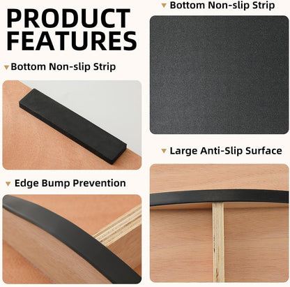 Balance Board Wobble Board for Adults and Kids - Anti-Slip 350LBS Balance Board for Physical Therapy,Balance Training,Posture Correction,Standing Desk Core Strength Wooden Balance Rocker Board