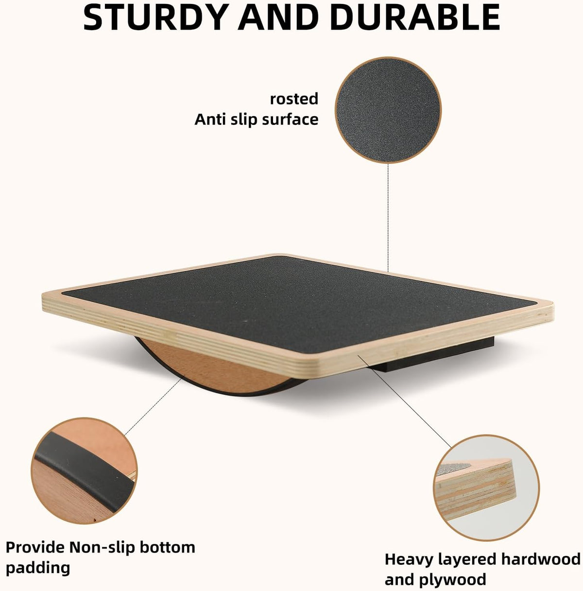 Balance Board Wobble Board for Adults and Kids - Anti-Slip 350LBS Balance Board for Physical Therapy,Balance Training,Posture Correction,Standing Desk Core Strength Wooden Balance Rocker Board