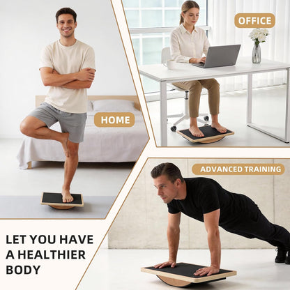 Balance Board Wobble Board for Adults and Kids - Anti-Slip 350LBS Balance Board for Physical Therapy,Balance Training,Posture Correction,Standing Desk Core Strength Wooden Balance Rocker Board
