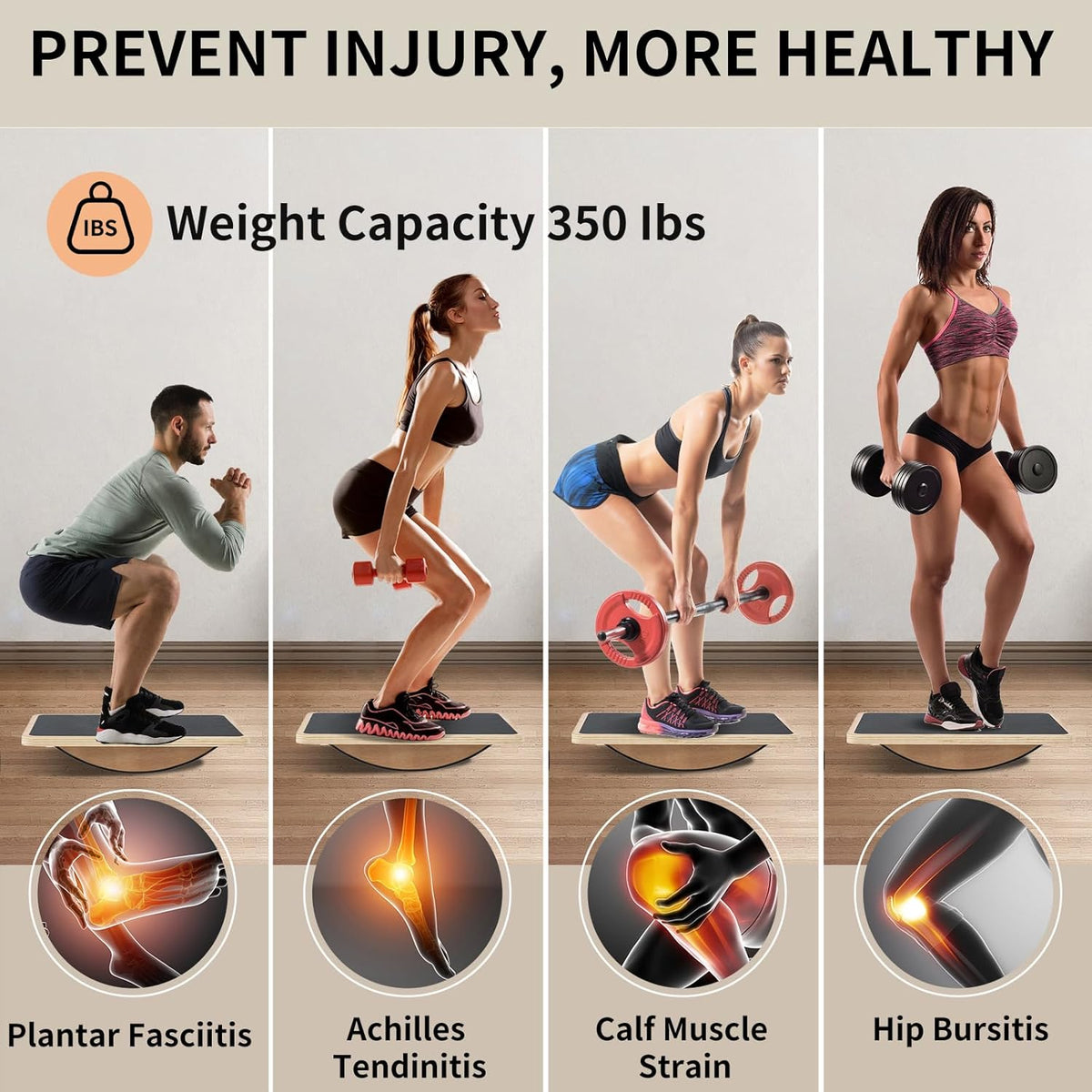 Balance Board Wobble Board for Adults and Kids - Anti-Slip 350LBS Balance Board for Physical Therapy,Balance Training,Posture Correction,Standing Desk Core Strength Wooden Balance Rocker Board