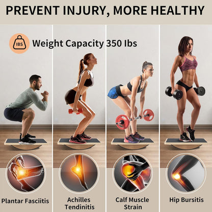 Balance Board Wobble Board for Adults and Kids - Anti-Slip 350LBS Balance Board for Physical Therapy,Balance Training,Posture Correction,Standing Desk Core Strength Wooden Balance Rocker Board