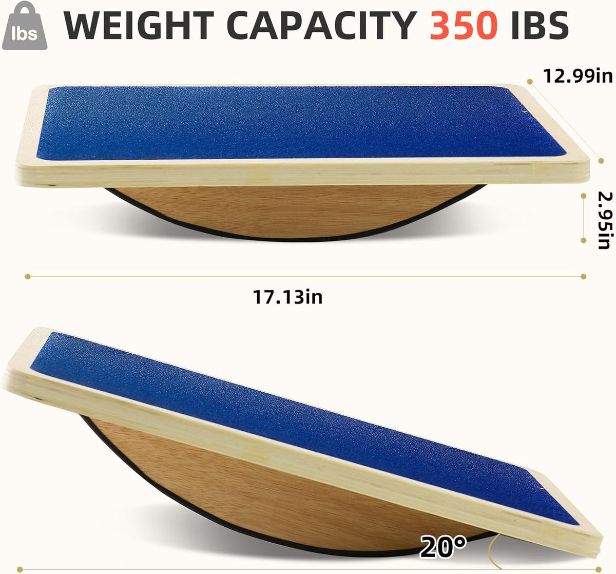 Balance Board Wobble Board for Adults and Kids - Anti-Slip 350LBS Balance Board for Physical Therapy,Balance Training,Posture Correction,Standing Desk Core Strength Wooden Balance Rocker Board