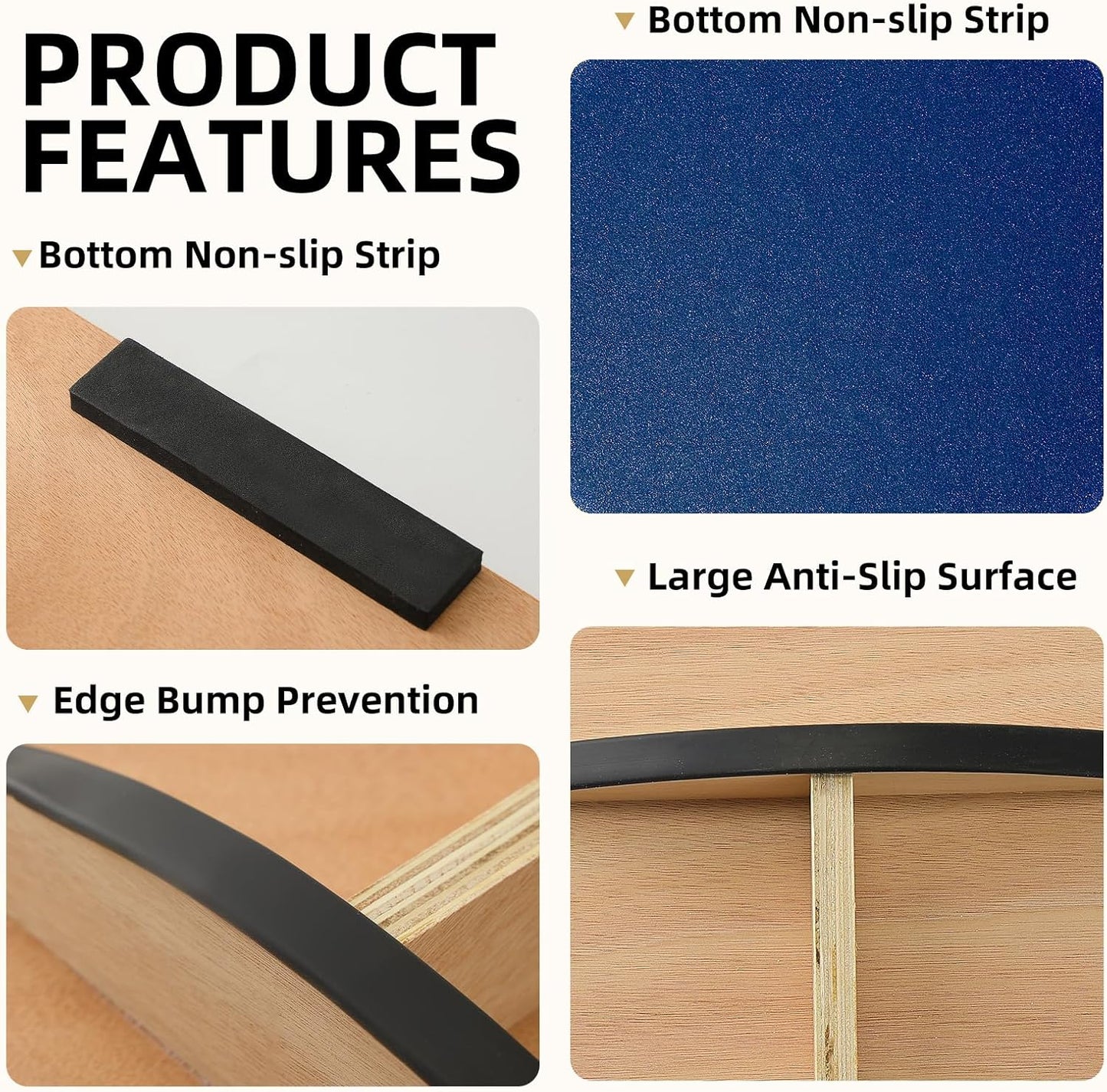 Balance Board Wobble Board for Adults and Kids - Anti-Slip 350LBS Balance Board for Physical Therapy,Balance Training,Posture Correction,Standing Desk Core Strength Wooden Balance Rocker Board