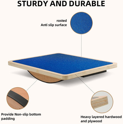 Balance Board Wobble Board for Adults and Kids - Anti-Slip 350LBS Balance Board for Physical Therapy,Balance Training,Posture Correction,Standing Desk Core Strength Wooden Balance Rocker Board