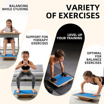 Balance Board Wobble Board for Adults and Kids - Anti-Slip 350LBS Balance Board for Physical Therapy,Balance Training,Posture Correction,Standing Desk Core Strength Wooden Balance Rocker Board