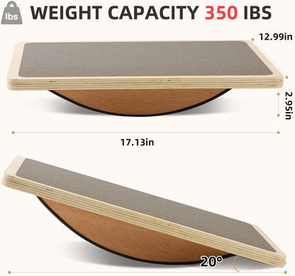 Balance Board Wobble Board for Adults and Kids - Anti-Slip 350LBS Balance Board for Physical Therapy,Balance Training,Posture Correction,Standing Desk Core Strength Wooden Balance Rocker Board