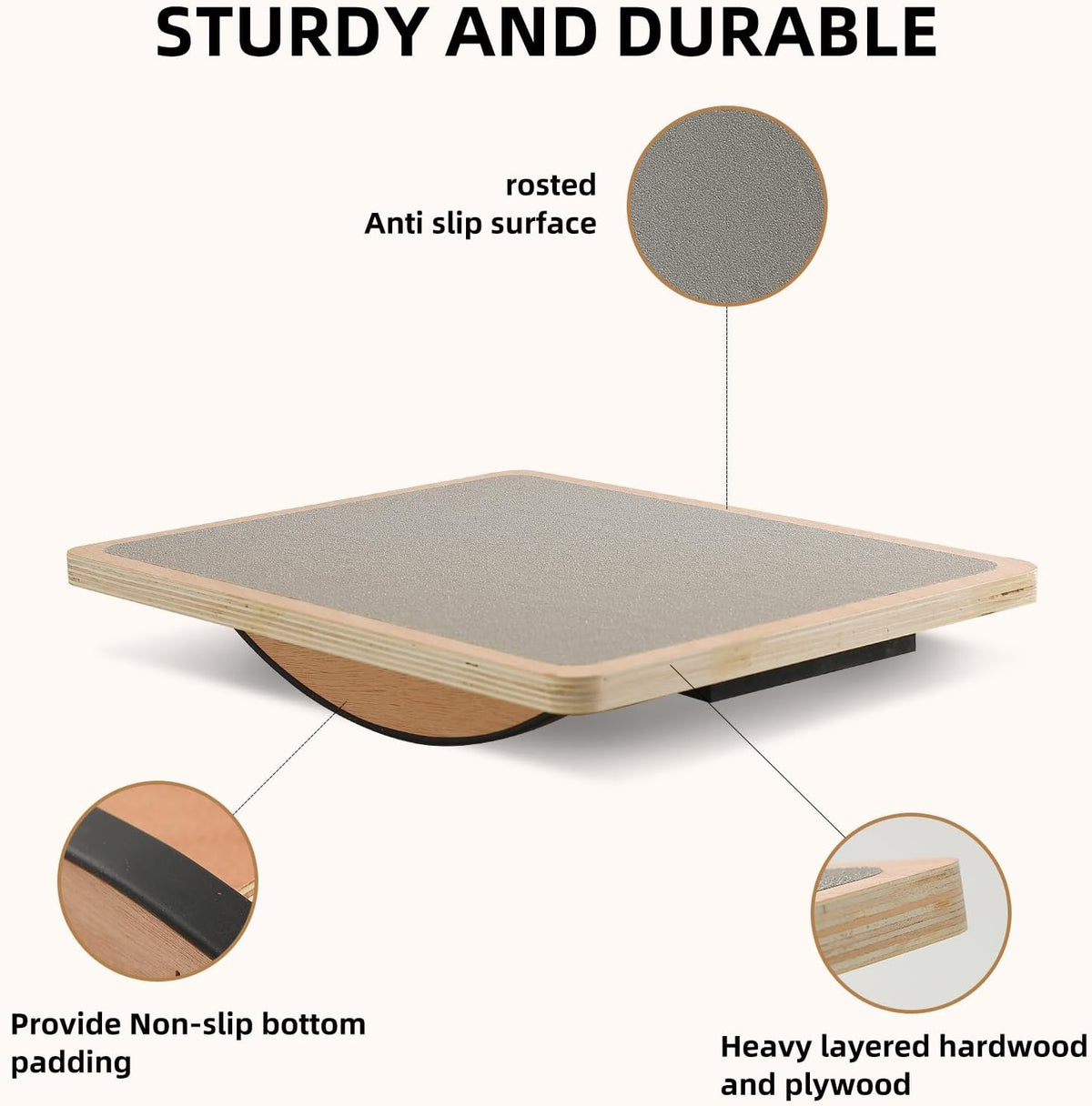 Balance Board Wobble Board for Adults and Kids - Anti-Slip 350LBS Balance Board for Physical Therapy,Balance Training,Posture Correction,Standing Desk Core Strength Wooden Balance Rocker Board