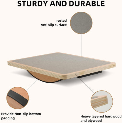 Balance Board Wobble Board for Adults and Kids - Anti-Slip 350LBS Balance Board for Physical Therapy,Balance Training,Posture Correction,Standing Desk Core Strength Wooden Balance Rocker Board