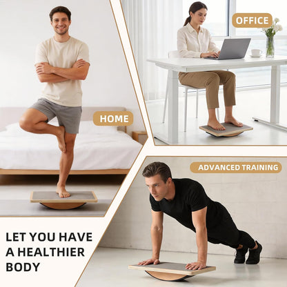 Balance Board Wobble Board for Adults and Kids - Anti-Slip 350LBS Balance Board for Physical Therapy,Balance Training,Posture Correction,Standing Desk Core Strength Wooden Balance Rocker Board