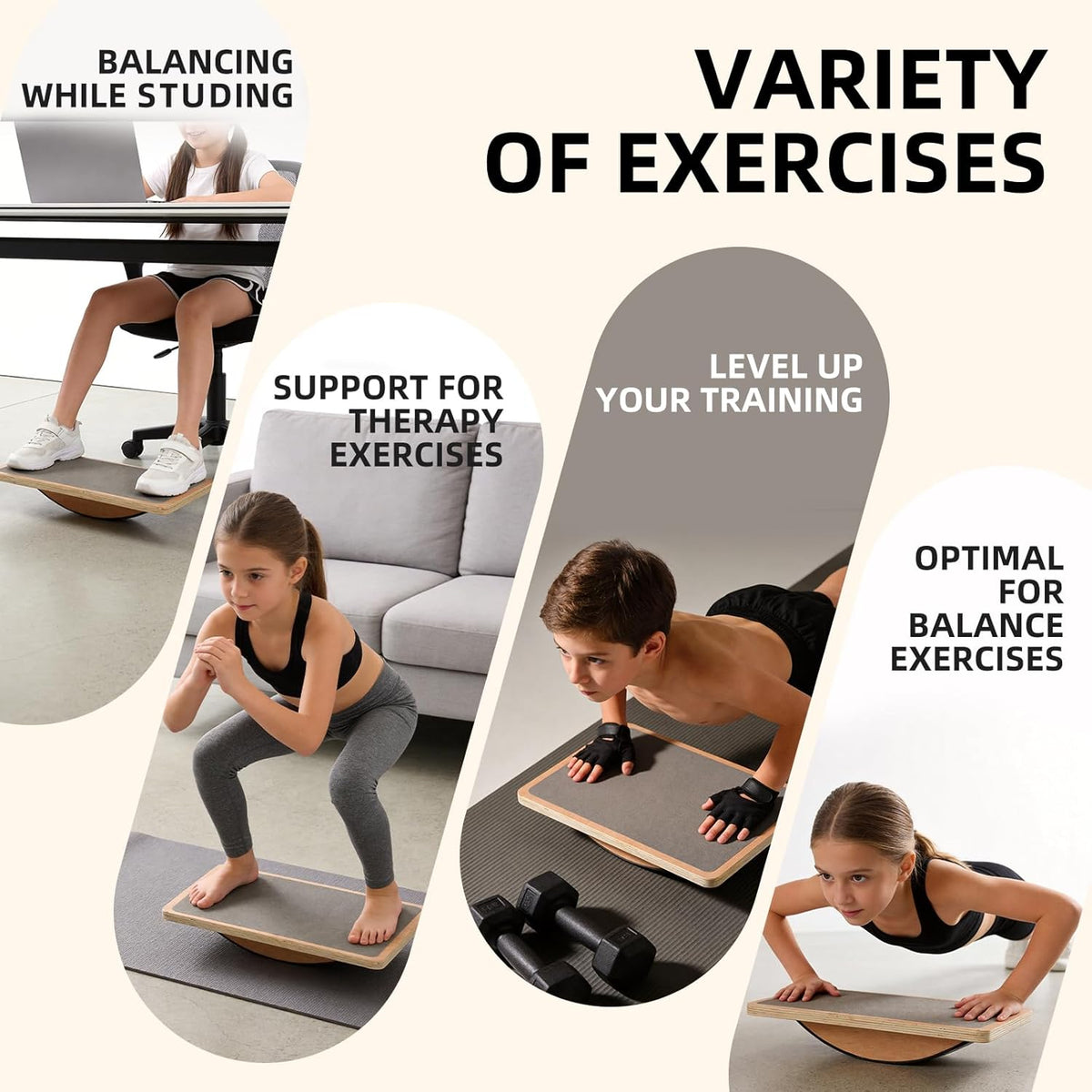Balance Board Wobble Board for Adults and Kids - Anti-Slip 350LBS Balance Board for Physical Therapy,Balance Training,Posture Correction,Standing Desk Core Strength Wooden Balance Rocker Board