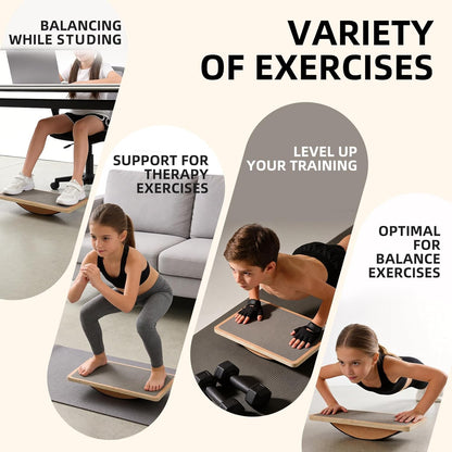 Balance Board Wobble Board for Adults and Kids - Anti-Slip 350LBS Balance Board for Physical Therapy,Balance Training,Posture Correction,Standing Desk Core Strength Wooden Balance Rocker Board