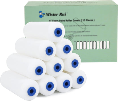 Foam Paint Roller, 4 inch Paint Roller 8 Pack, Small Paint Roller, High Density Foam Paint Roller Tray and Liner Set, Sponge Rollers for Painting and Staining