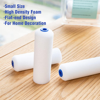 Foam Paint Roller, 4 inch Paint Roller 8 Pack, Small Paint Roller, High Density Foam Paint Roller Tray and Liner Set, Sponge Rollers for Painting and Staining