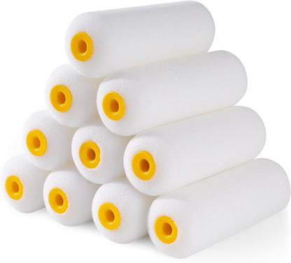 Foam Paint Roller, 4 inch Paint Roller 8 Pack, Small Paint Roller, High Density Foam Paint Roller Tray and Liner Set, Sponge Rollers for Painting and Staining