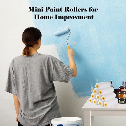 Foam Paint Roller, 4 inch Paint Roller 8 Pack, Small Paint Roller, High Density Foam Paint Roller Tray and Liner Set, Sponge Rollers for Painting and Staining