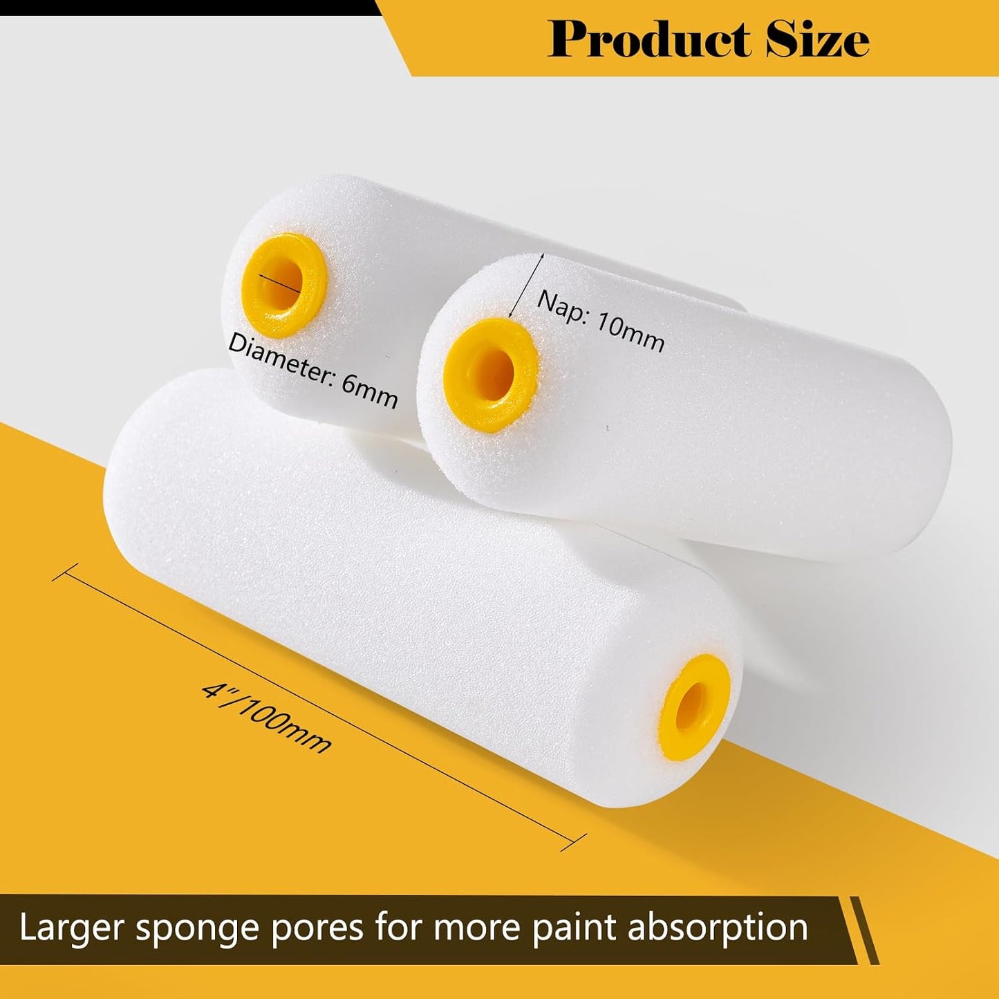 Foam Paint Roller, 4 inch Paint Roller 8 Pack, Small Paint Roller, High Density Foam Paint Roller Tray and Liner Set, Sponge Rollers for Painting and Staining