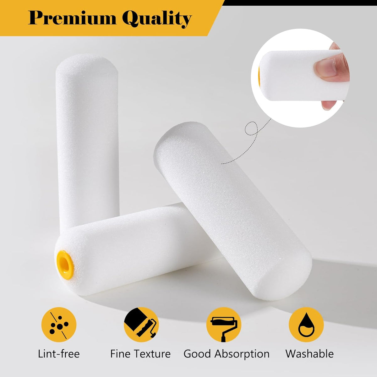 Foam Paint Roller, 4 inch Paint Roller 8 Pack, Small Paint Roller, High Density Foam Paint Roller Tray and Liner Set, Sponge Rollers for Painting and Staining