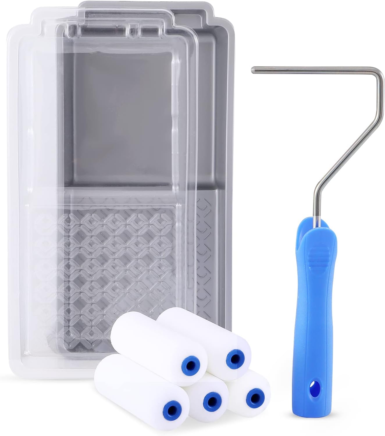 Foam Paint Roller, 4 inch Paint Roller 8 Pack, Small Paint Roller, High Density Foam Paint Roller Tray and Liner Set, Sponge Rollers for Painting and Staining