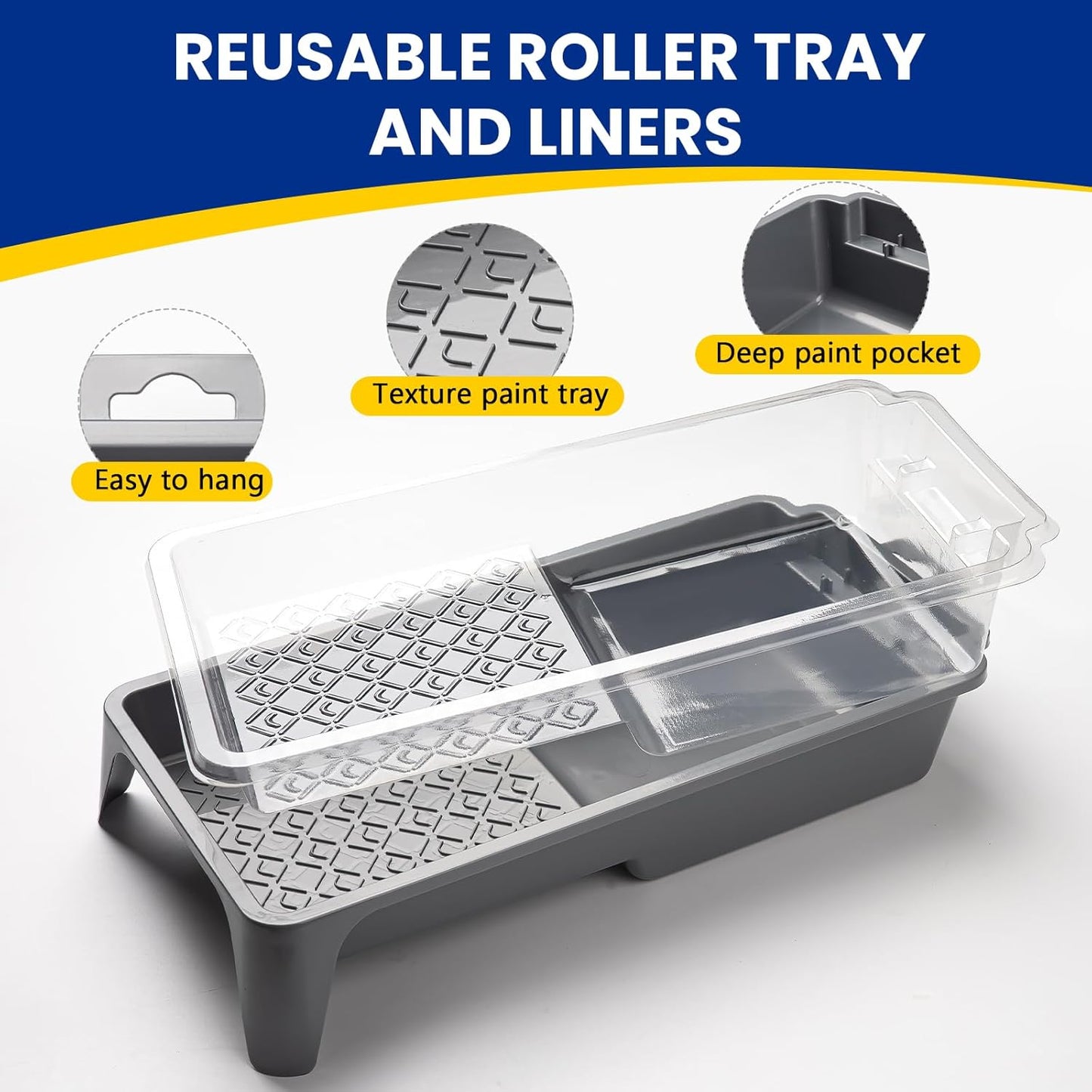 Foam Paint Roller, 4 inch Paint Roller 8 Pack, Small Paint Roller, High Density Foam Paint Roller Tray and Liner Set, Sponge Rollers for Painting and Staining