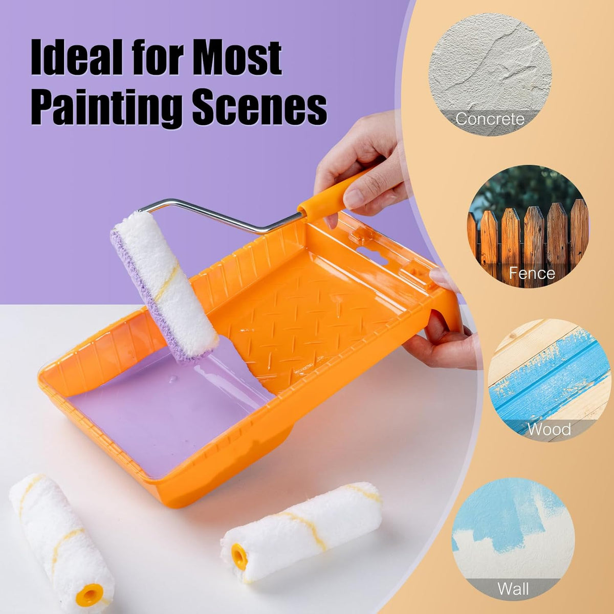 Foam Paint Roller, 4 inch Paint Roller 8 Pack, Small Paint Roller, High Density Foam Paint Roller Tray and Liner Set, Sponge Rollers for Painting and Staining
