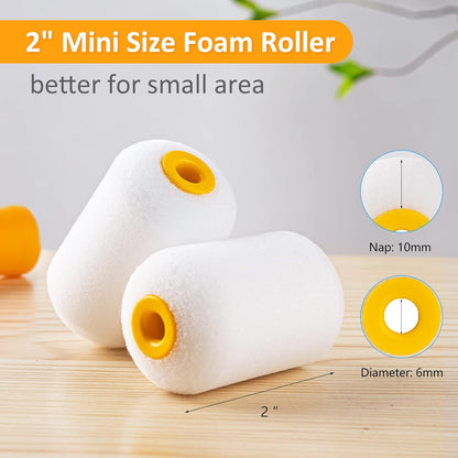 Foam Paint Roller, 4 inch Paint Roller 8 Pack, Small Paint Roller, High Density Foam Paint Roller Tray and Liner Set, Sponge Rollers for Painting and Staining