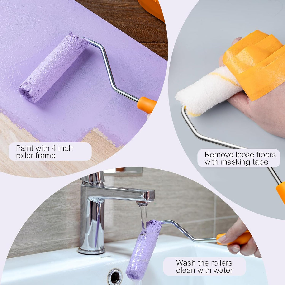Foam Paint Roller, 4 inch Paint Roller 8 Pack, Small Paint Roller, High Density Foam Paint Roller Tray and Liner Set, Sponge Rollers for Painting and Staining