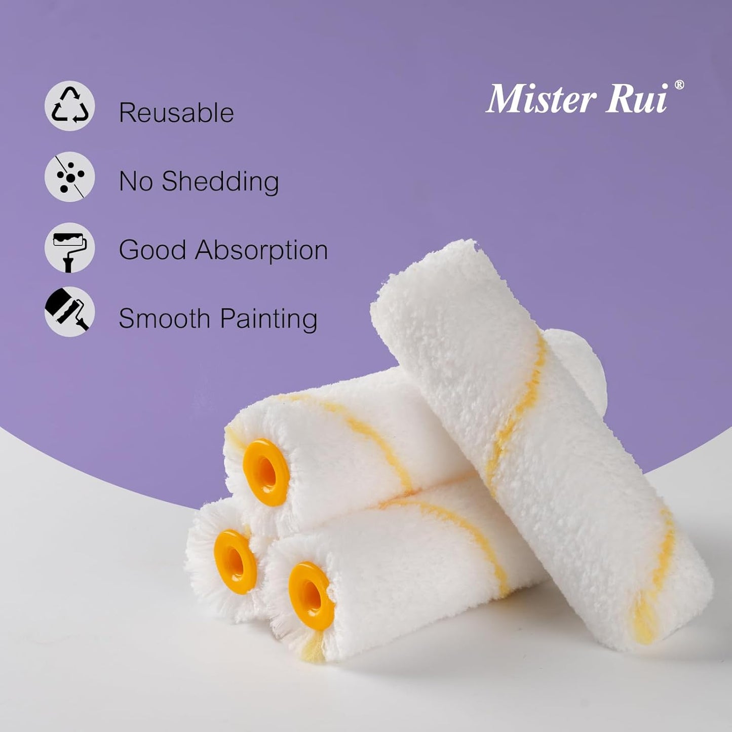 Foam Paint Roller, 4 inch Paint Roller 8 Pack, Small Paint Roller, High Density Foam Paint Roller Tray and Liner Set, Sponge Rollers for Painting and Staining