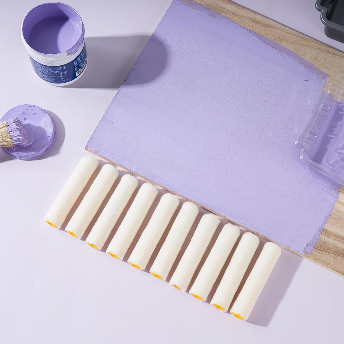 Foam Paint Roller, 4 inch Paint Roller 8 Pack, Small Paint Roller, High Density Foam Paint Roller Tray and Liner Set, Sponge Rollers for Painting and Staining