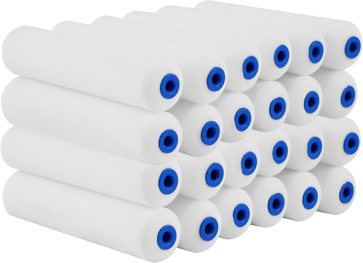 Foam Paint Roller, 4 inch Paint Roller 8 Pack, Small Paint Roller, High Density Foam Paint Roller Tray and Liner Set, Sponge Rollers for Painting and Staining