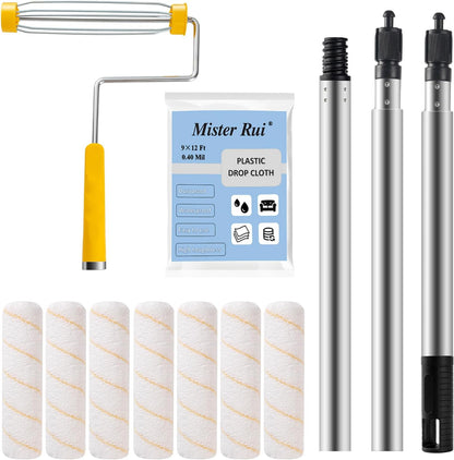 Foam Paint Roller, 4 inch Paint Roller 8 Pack, Small Paint Roller, High Density Foam Paint Roller Tray and Liner Set, Sponge Rollers for Painting and Staining