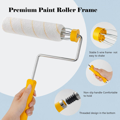 Foam Paint Roller, 4 inch Paint Roller 8 Pack, Small Paint Roller, High Density Foam Paint Roller Tray and Liner Set, Sponge Rollers for Painting and Staining