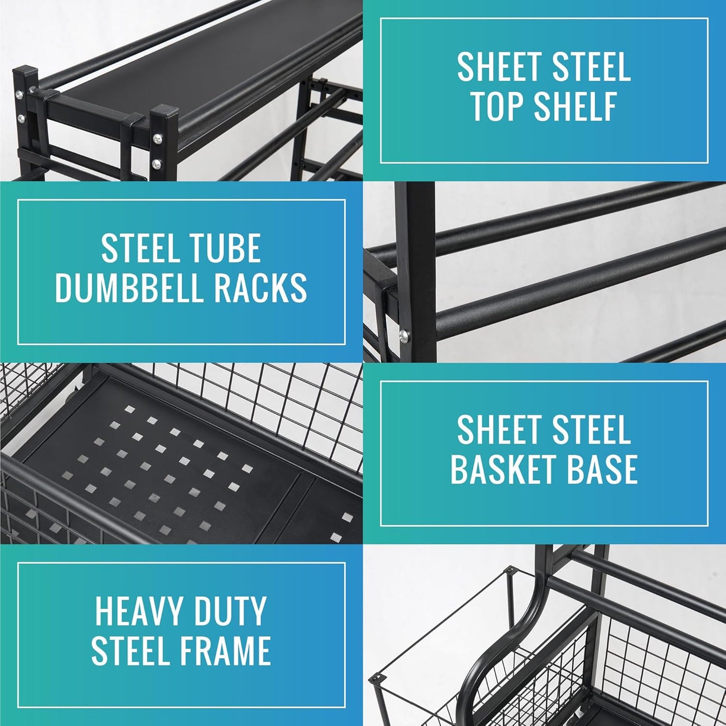Dumbbell Rack for Home Gym, Heavy Duty Weight Rack for Dumbbells, Adjustable Dumbbell Stand with Storage, 700LB Capacity Gym Equipment Organizer with Wheels