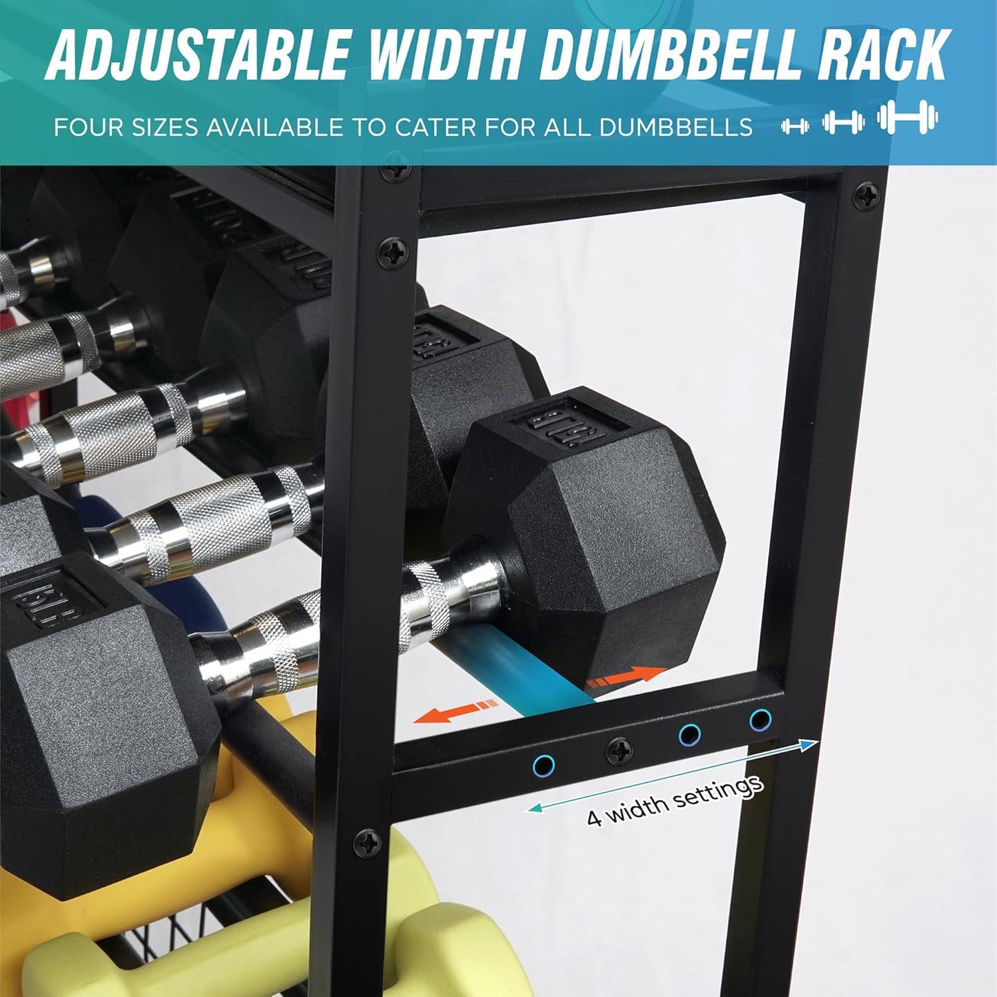 Dumbbell Rack for Home Gym, Heavy Duty Weight Rack for Dumbbells, Adjustable Dumbbell Stand with Storage, 700LB Capacity Gym Equipment Organizer with Wheels