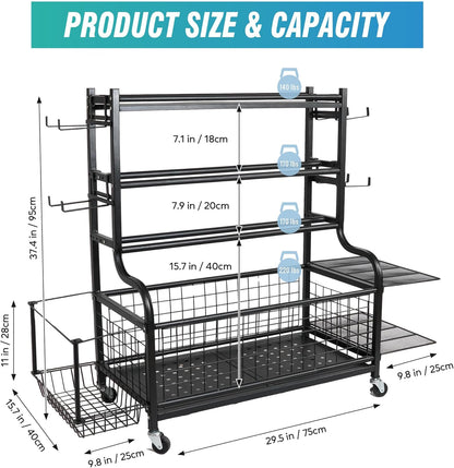 Dumbbell Rack for Home Gym, Heavy Duty Weight Rack for Dumbbells, Adjustable Dumbbell Stand with Storage, 700LB Capacity Gym Equipment Organizer with Wheels