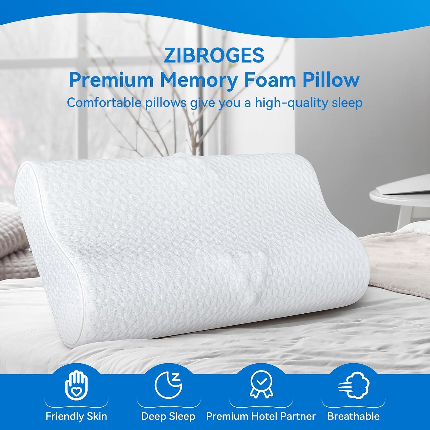 Cervical Neck Pillow for Pain Relief- Queen Size Adjustable Cooling Pillow for Sleeping, Memory Foam Pillows for Neck Shoulder, Ergonomic Contour Bed Pillow for Side, Stomach & Back Sleepers
