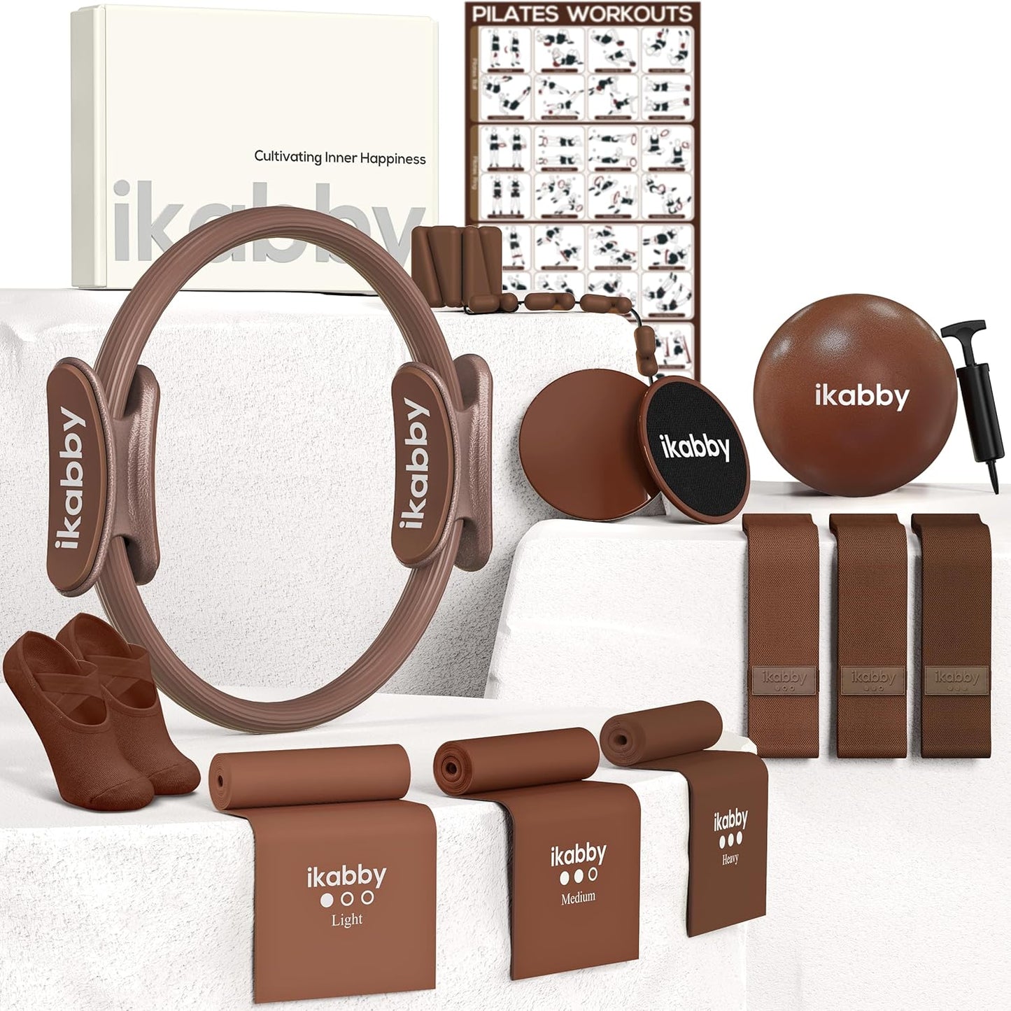 Pilates Kit, Home Pilates Kit with Weights, Pilates Equipment for Home Workout, Pilates Essentials Kit for Women, Yoga Pilates Mat Kit for Beginners, Pilates Set