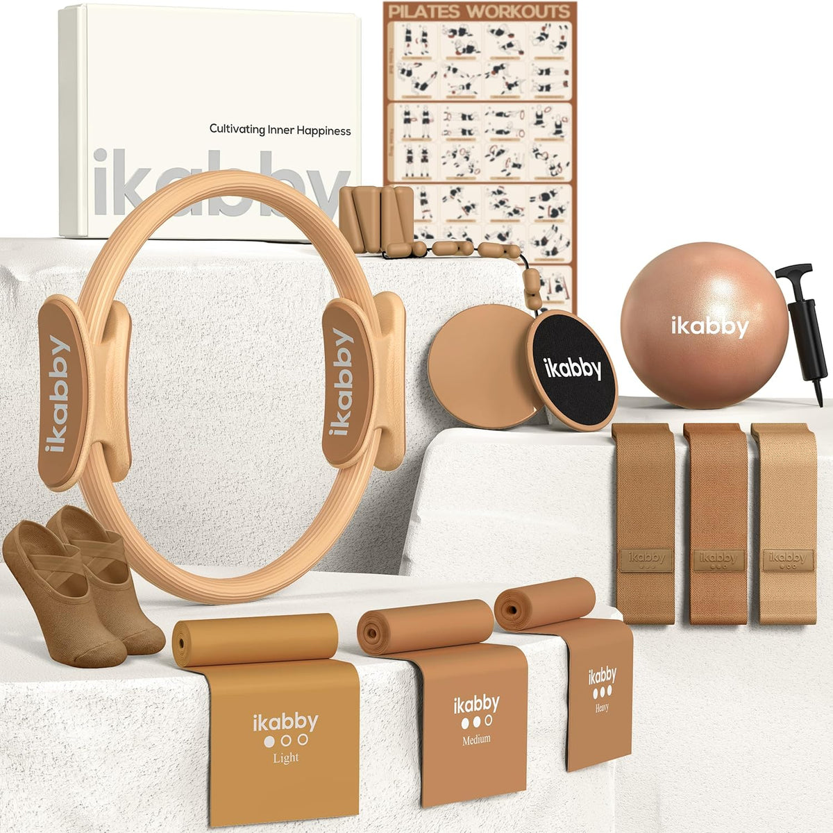 Pilates Kit, Home Pilates Kit with Weights, Pilates Equipment for Home Workout, Pilates Essentials Kit for Women, Yoga Pilates Mat Kit for Beginners, Pilates Set