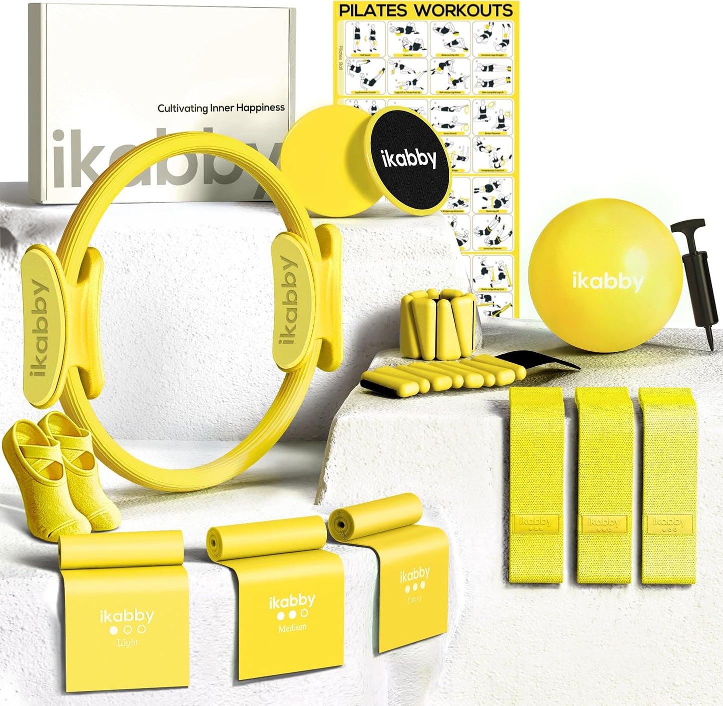 Pilates Kit, Home Pilates Kit with Weights, Pilates Equipment for Home Workout, Pilates Essentials Kit for Women, Yoga Pilates Mat Kit for Beginners, Pilates Set