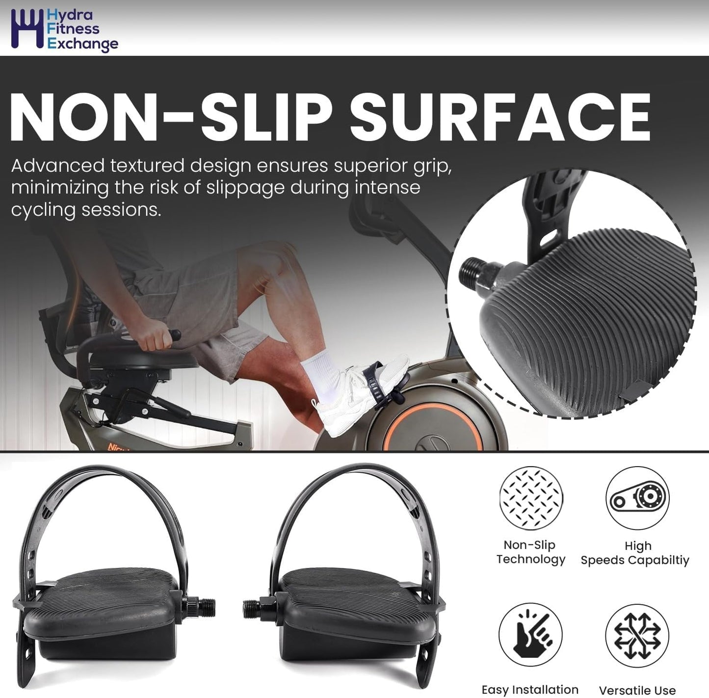 Wes-lo Pro-Form 1/2 Inch Spindle Pedal Set Replacement for Upright Stationary Exercise Bikes, Durable Left and Right Pedals for Indoor Cycling Equipment