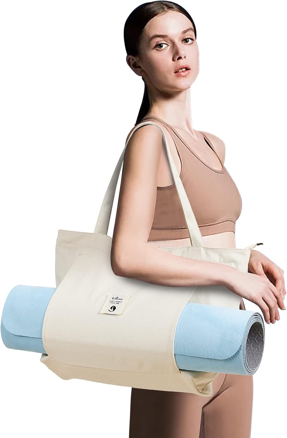 Yoga Bags for Women with Yoga Mats Bags Carrier Carryall Canvas Tote for Pilates Shoulder for Travel Office Beach Workout