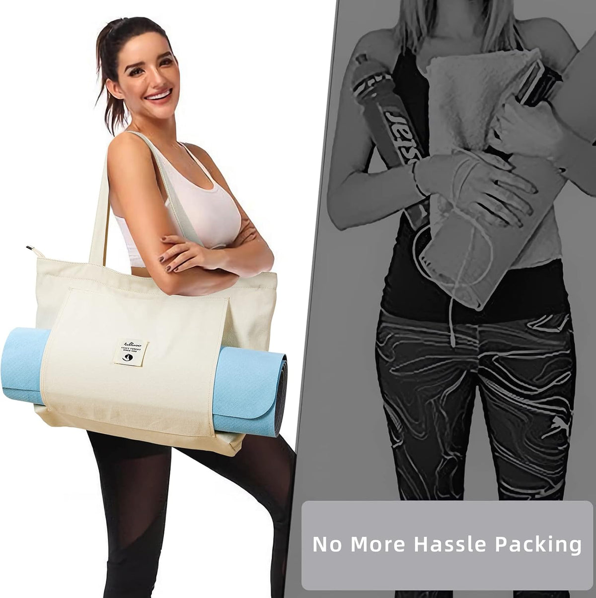 Yoga Bags for Women with Yoga Mats Bags Carrier Carryall Canvas Tote for Pilates Shoulder for Travel Office Beach Workout