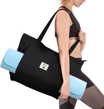 Yoga Bags for Women with Yoga Mats Bags Carrier Carryall Canvas Tote for Pilates Shoulder for Travel Office Beach Workout