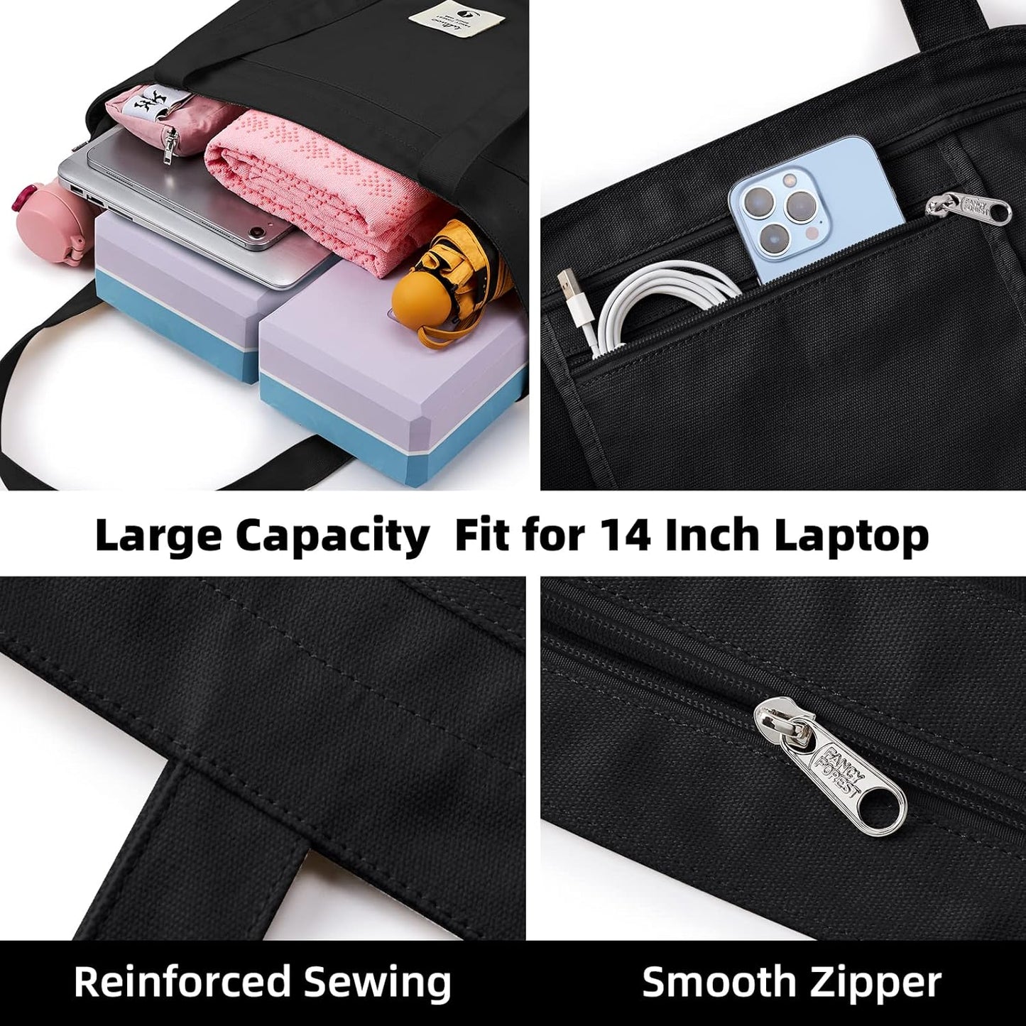 Yoga Bags for Women with Yoga Mats Bags Carrier Carryall Canvas Tote for Pilates Shoulder for Travel Office Beach Workout