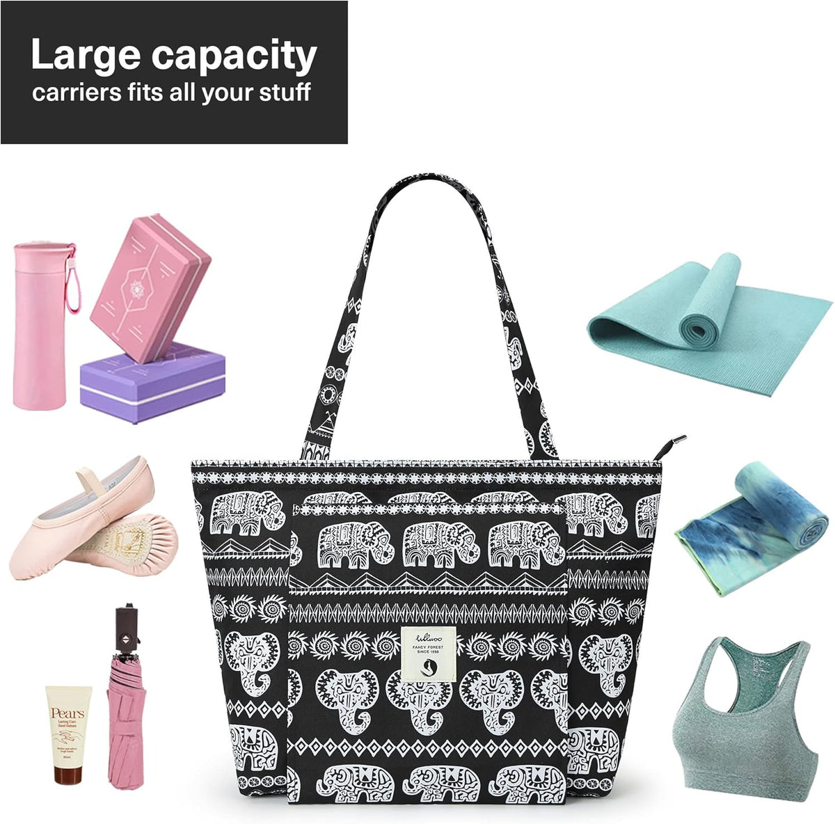 Yoga Bags for Women with Yoga Mats Bags Carrier Carryall Canvas Tote for Pilates Shoulder for Travel Office Beach Workout