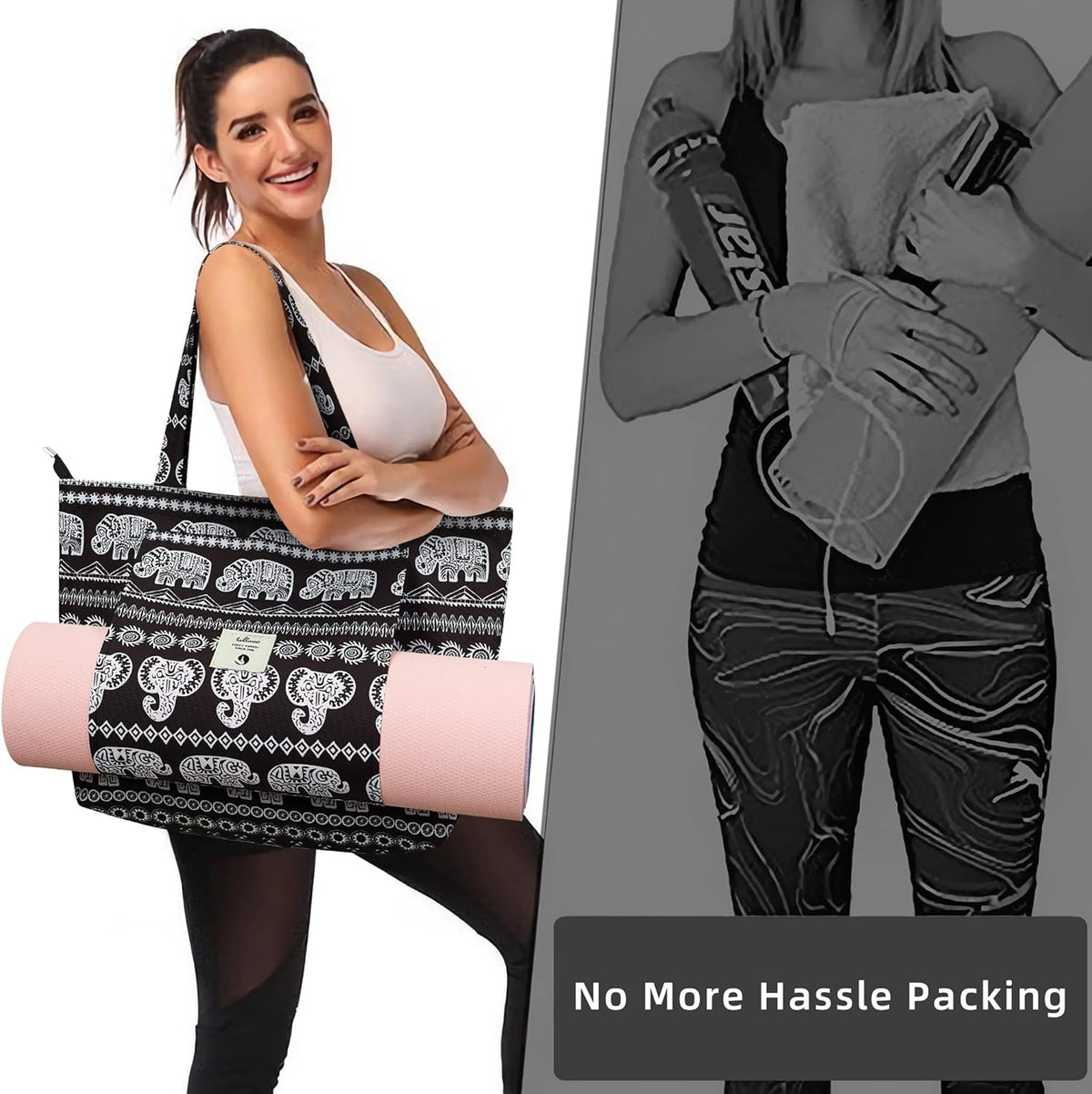 Yoga Bags for Women with Yoga Mats Bags Carrier Carryall Canvas Tote for Pilates Shoulder for Travel Office Beach Workout