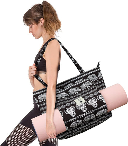 Yoga Bags for Women with Yoga Mats Bags Carrier Carryall Canvas Tote for Pilates Shoulder for Travel Office Beach Workout